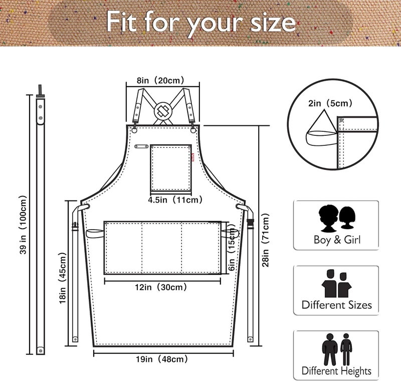 Stenffy Store Kids Art Aprons for Painting, Gardening, Cooking, Multiple Pockets, Kids Smock for Boys & Girls, Waterproof (Age6-12) - Image 5
